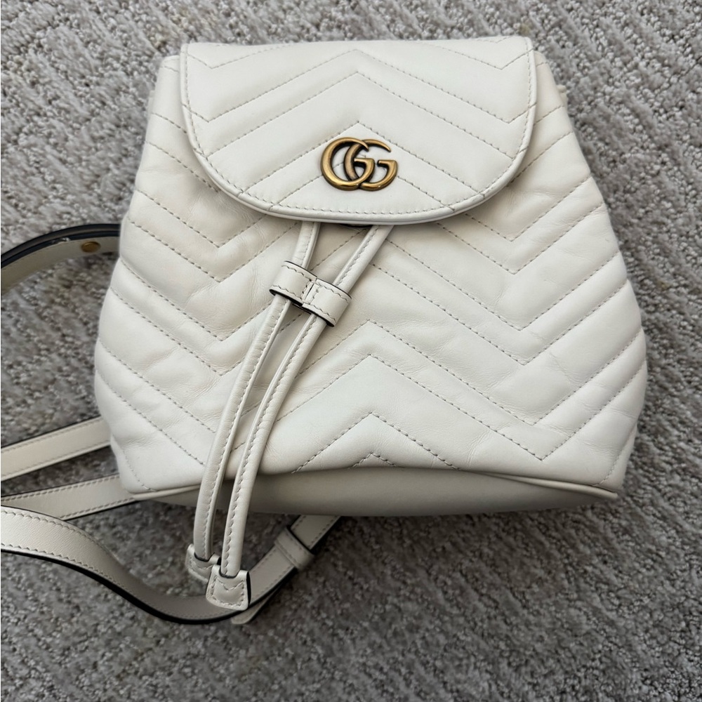 White Quilted Backpack